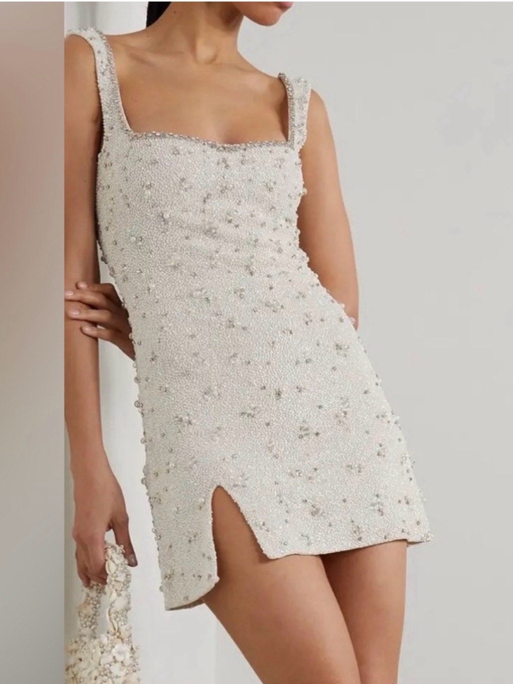 Bridal Crystal Dress - Embellished White Mini Dress With Scoop Neck — image 2 of 8